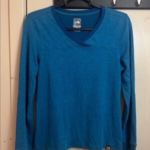 The North Face Teal V-Neck Long Sleeve Top